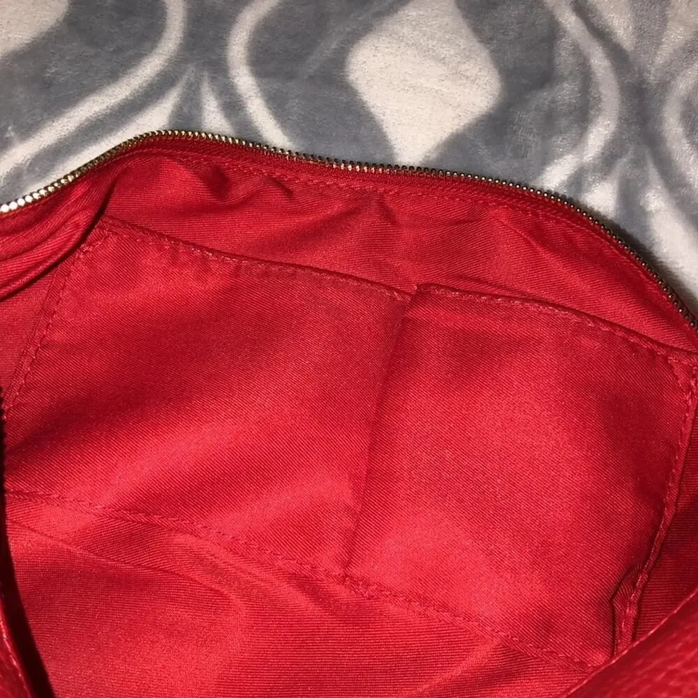 BCBG Paris Red & Gold Hardware Faux Leather Small Shoulder Bag